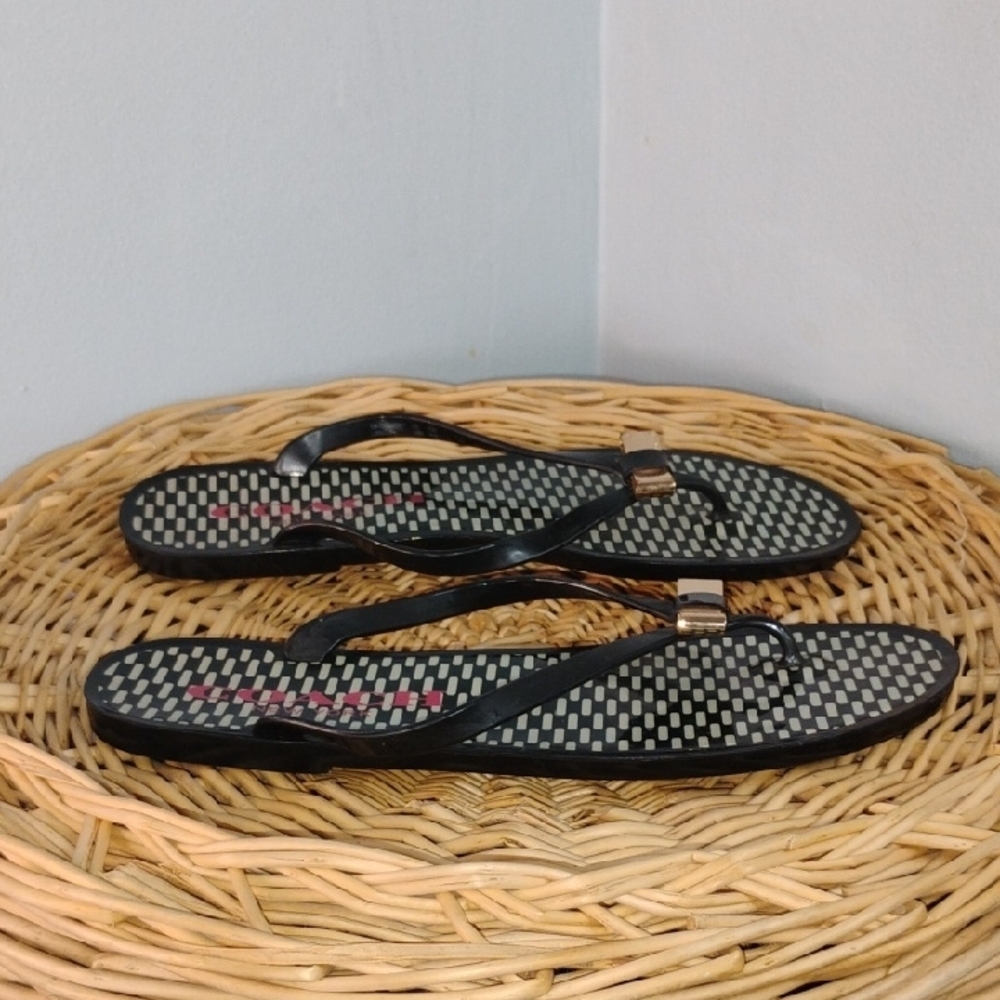 Coach Black and White Jelly Bow Details Thong Sandals Size 10B Casual Designer - Picture 5 of 10